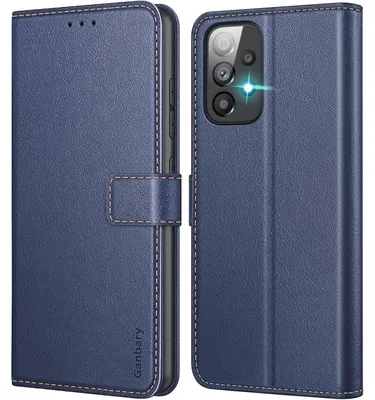 Productafbeelding van Telefoonkoffer, flipcase, leer, met kaartsleuf, magnetische sluiting, blauw