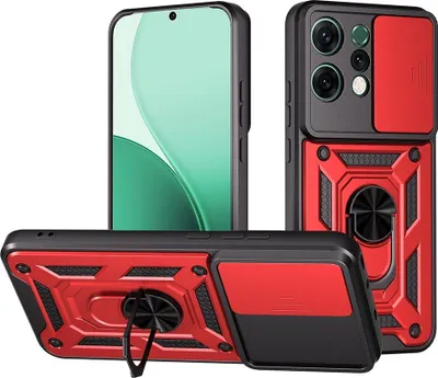 Produktbild von OPPO Reno14 Hülle - Coverup Armor Ring Ständer Back Cover mit Kamera Schutz - Rot