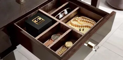 Produktbild von Schminktisch Hocker Konsolen Tisch Luxus Holz Sekretär Braun Schlafzimmer 2tlg