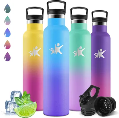 Imagen del producto de Botella térmica de acero inoxidable de 1 litro, libre de BPA, de doble pared, ideal para la escuela y los deportes