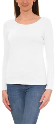 Produktbild von Alkato Damen Langarm Shirt mit O-Ausschnitt, Farbe: Weiß, Größe: L