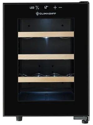 Image de Climadiff CUVEE12, Refroidisseur de vin hybride, Sur pied, 12 bouteilles, 60 W, E, Noir