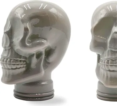 Obrázek produktu pro Skleněné stojany na sluchátka DEADHEAD| 26cm skleněná plastika hlavy | barva: OP3 světle šedá