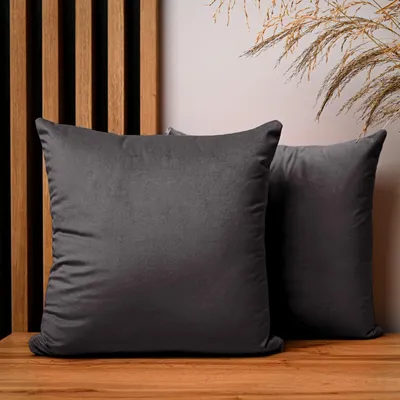 Obrázok produktu pre MG Design, dvojica vankúšových poťahov, 40 x 40 cm, tmavosivá farba – so zipsom, jemná a hladká s jemným leskom, ľahká údržba a dlhá životnosť
