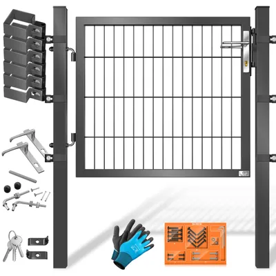 Produktbild von KESSER® Gartentor Premium Gartentür aus Metall verzinktem Stahl, Gartentür für Stabmattenzau Zauntor, Hoftor, inkl. Pfosten mit Schloss Türklinke und Schlüssel
