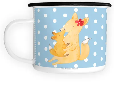 Produktbild von Mr. & Mrs. Panda Teetasse Fuchs Mama - Blau Pastell - Geschenk, Bruder, Haferl, Outdoor Tasse, Umarmen, Große, Pott, Mutter, Schoß, Emaille Becher