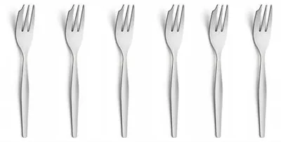Image de Amefa Scandinave 6x Fourchettes à Gâteau Brillantes Inox