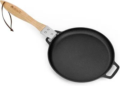 Productafbeelding van Gietijzeren bakpan voor de oven, diameter 30 cm, met houten handgreep - Voor het bereiden van heerlijke gerechten - Vooraf gebakken