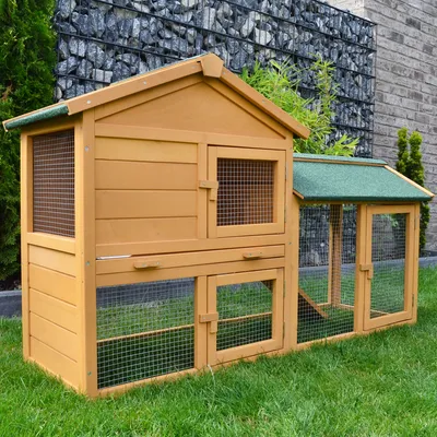 Produktbild von zooprinz Hasenstall Villa | Mit Auslauf | 147x85x53cm (BxHxT) | Verzinkt | Wetterfest | Bitumendach