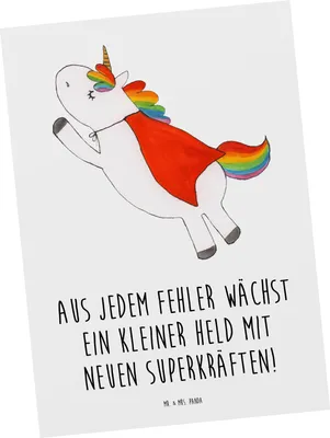 Produktbild von Mr. & Mrs. Panda Postkarte Fehler machen lernen - Weiß - Geschenk, Superkräfte, Postkarten, Trost, Motivation, Ermutigung, inspirierende Botschaft, Grußkarte, Zuversicht