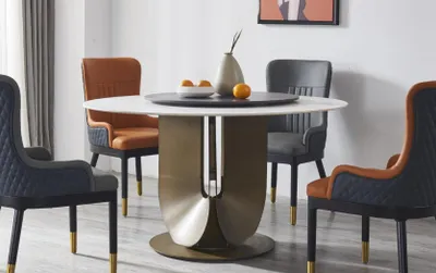 Produktbild von Runder Säulen Tische Design Tisch Rund Stein Möbel Esszimmer Esstische Modern