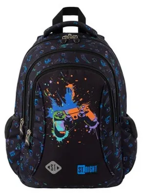 Produktbild von Schulrucksack ST.RIGHT PADS Mehrfächer Jugendlicher Rucksack schwarz