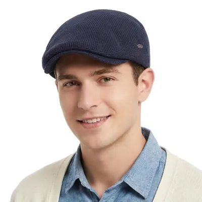 Immagine prodotto di Cappello da baseball da uomo, regolabile, modello newsboy, blu, in poliestere e cotone, taglia M-L