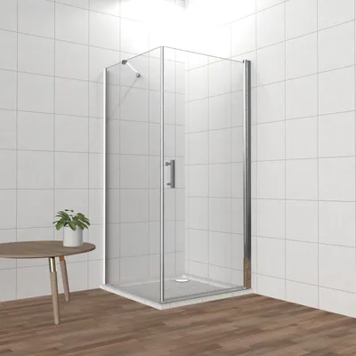 Produktbild von LEMMO Eckeinstieg. Duschwand(90 cm)+Pendeltür (85 cm) ESG Glas mit NANO Beschichtung Höhe 185cm