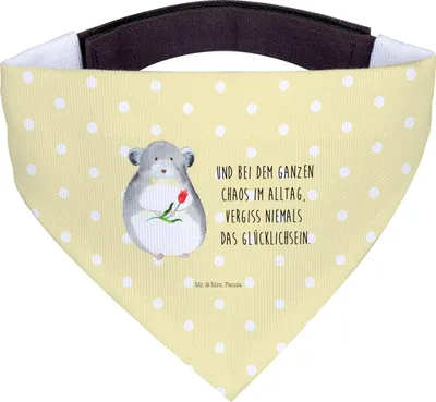 Produktbild von Mr. & Mrs. Panda Halstuch Hund Chinchilla Blume - Gelb Pastell - Geschenk, Chinchillas, Glücklichsein, Hunde, Hunde-Bandana, Tuch, Büro, Chaos, Für, Lustige Sprüche