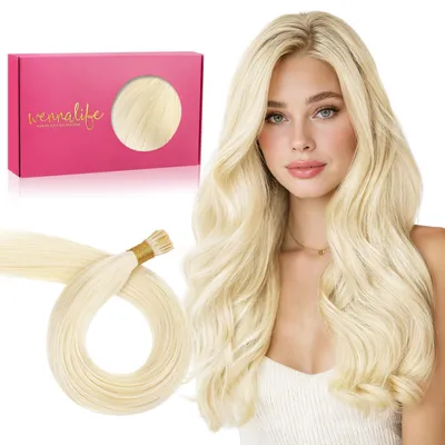 Obrázok produktu pre Príčesy z prírodných vlasov, 50 g, 40 cm, platinová blond, 100 prameňov