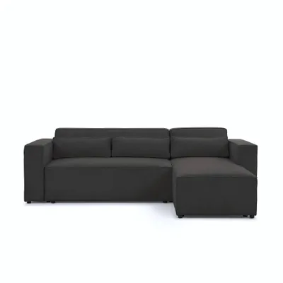 Produktbild von CASTEL Eckcouch Sofa Mit Schlaffunktion L-Form Wohnzimmer Bettkasten Kord Lino Schwarz Rechts
