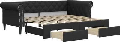 Immagine prodotto di vidaXL Divano letto estraibile con cassetti Nero 90x200cm Pelle finta