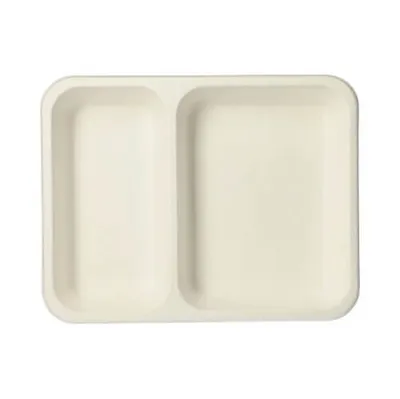 Produktbild von 500 Siegelschalen, Zuckerrohr 2-geteilt 850 ml 3 cm x 17,5 cm x 22,5 cm weiss