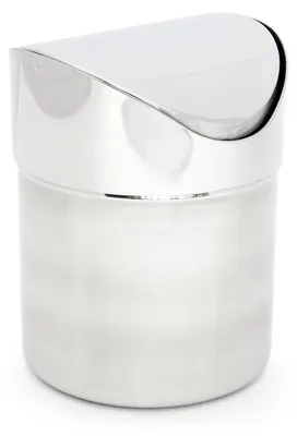 Produktbild von Relaxdays Tischmülleimer mit Schwingdeckel, Edelstahl, Ø 12 x H 15,5 cm, 1,2 L,