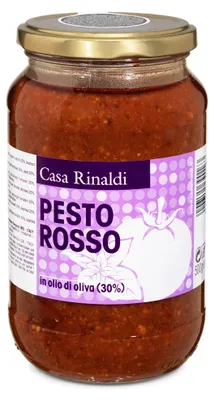 Verpackungsbild Rote Pesto im Glas mit getrockneten Tomaten in Olivenöl 500gr
