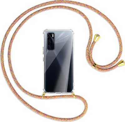 Produktbild von Handykette Backcover-Schutzhülle mit Band (Metall goldfarben) für vivo V20 SE (V2022) / Y70 - Rainbow