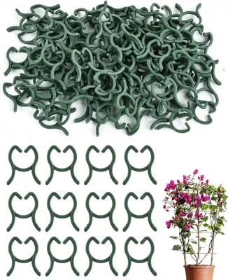 Image de Pinces de fixation pour plantes, couleur verte, lot de 100, ergonomiques, pour l'intérieur et le jardin