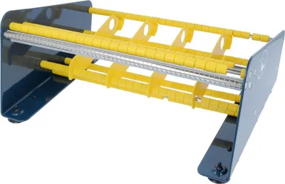 Produktbild von TE-Office Etikettenspender Labelspender aus Stahl für Haftetiketten Tischgerät manuell bis 315 mm inklusive 4 Rollenteiler