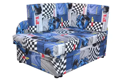 Produktbild von Kinderecksofa KUBUŚ ausklappbar, mit blauen Rennwagen