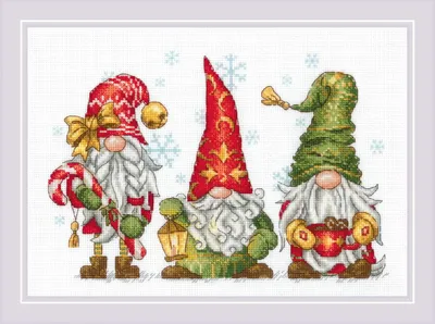 Produktbild von Riolis-Kreuzstich-Set „Jolly Gnomes“, 30 x 21 cm