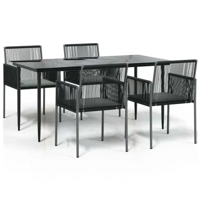 Produktbild von vidaXL 5-tlg. Garten-Essgruppe mit Kissen Schwarz Poly Rattan & Stahl
