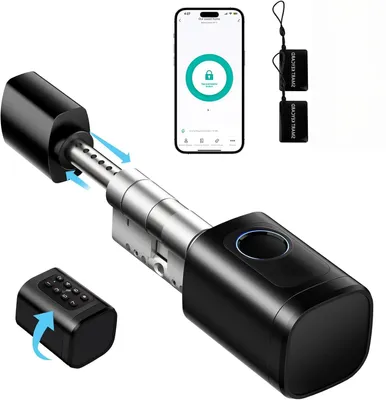 Produktbild von Elektronisches Türschloss mit Fingerabdruck, Smart Lock (WLAN/App/RFID), 60-90mm, Schwarz