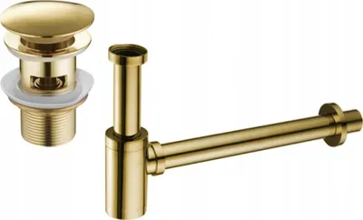 Produktbild von Mexen runder Waschtisch, halb versenkt, mit Klick-Klack-Stöpsel, mit Überlauf, Gold - 7992050-50