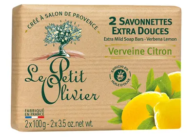 Obrázok produktu pre Le Petit Olivier Extra jemné mydlo - Verbena a citrón, 2x100g