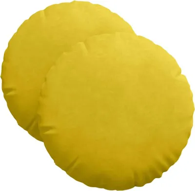 Produktbild von vidaXL Sitzkissen 2 Stück Gelb Ø 40 x 13 cm Samt