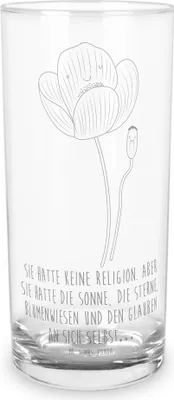 Produktbild von Mr. & Mrs. Panda Cocktailglas Blume Mohnblume 200 ml - Transparent - Geschenk, Selbstliebe, Wasserglas, Longdrinkglas, Respekt, Trinkglas, Mohn, Trinkbecher Glas, Garten
