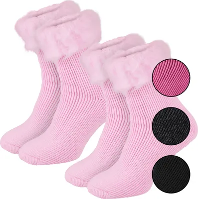 Produktbild von 2 Paar Damensocken Thermo Socken Strümpfe Winterstrümpfe Damen extra warm TOG 2.3 - 35/39 - Rosa