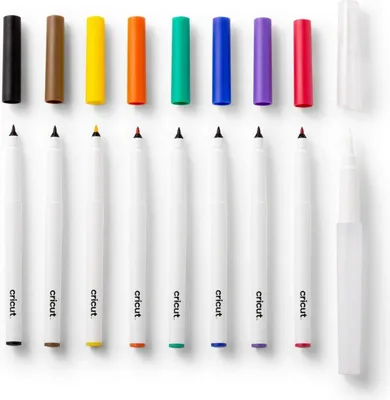 Obrázek produktu pro Cricut Watercolor, 8 kusů, Černá, Modrá, Zelená, Oranžová, Purpurová, Červená, Žlutá, Vícebarevný, 1 mm, 4 mm