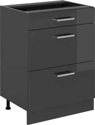 Produktbild von Küchenunterschrank Vicco R-Line Anthrazit Hochglanz 60 cm mit Schubladen, ohne Arbeitsplatte, Model 53868