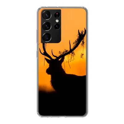 Produktbild von MuchoWow® Handyhülle Schutzhülle Hülle für Samsung Galaxy S21 Ultra Hirsch - Orange - Scherenschnitt - Tiere - Natur Silikon Softcase Handy Hülle - Mobiltelefon