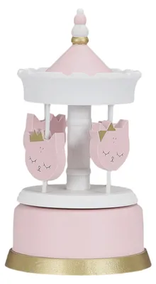 Produktbild von Spieluhr 11,5 x 11,5 x 20,3 cm, MDF Holz, Rosa und weiß, für Kinderzimmer HD2377