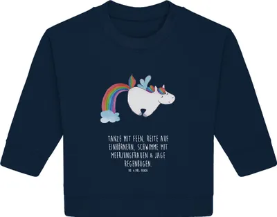 Produktbild von Mr. & Mrs. Panda Organic Baby Pullover Einhorn Fliegendes Pferd 12. - 18. Monat - French Navy - Geschenk, Realität, Bullover, Unicorn, Spielen, Glitzer, Regenbogen