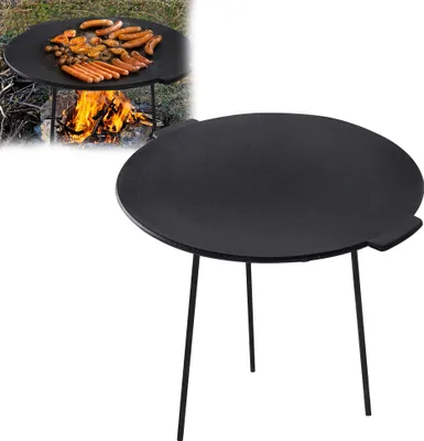 Obrázek produktu pro LARS360 Litinová grilovací pánev BBQ Grilovací deska Stojan na grilování v holandské troubě Grilovací pánev s rukojeťmi a ochranným sáčkem Grilovací nástavec Ø45cm