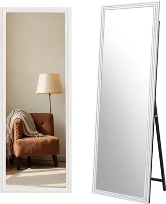 Obrázek produktu pro Zrcadlo stojací i nástěnné - 160x50 cm - dřevěný rám - celotělové - vhodné do ložnice a chodby