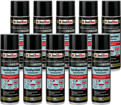 Produktbild von Isolbau Sprühprimer - 10 x 500 ml Kontakt-Primer zur Vorbehandlung der Haftflächen - Haftvermittler für Glas, Holz, Metall, Mauerwerk, PVC, Beton uvm
