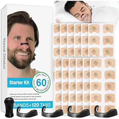 Obrázek produktu pro Magnetické náplasti na nos, 120 kusů, náplasti proti chrápání s aplikátorem