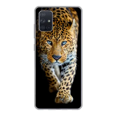 Produktbild von MuchoWow® Handyhülle Schutzhülle Hülle für Samsung Galaxy A71 Leopard - Tiere - Porträt - Wildtiere - Schwarz Silikon Softcase Handy Hülle - Kartenbesitzer