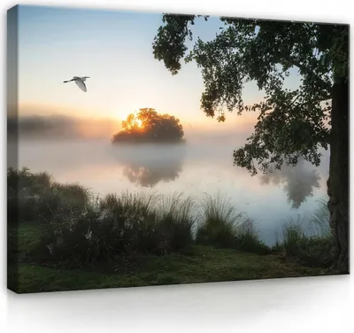 Zdjęcie produktu dla Obraz na Płótnie Krajobraz Natura Drzewo Jezioro 100x70 cm XXL Nowoczesne Obrazy na Płótnie Canvas Obrazy na Płótnie Wall Art Print Obraz na Płótnie Gotowy do Powieszenia