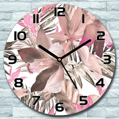 Produktbild von Wanduhr aus Glas Rund fi 30 Tropisches muster Quarz Deko Schlafzimmer Büro
