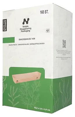Produktbild von Snacktrays, Pappe "NOTPLA" 3,5 cm x 3,3 cm x 18,5 cm braun